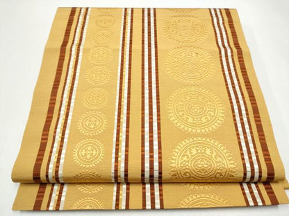 平和屋着物●本場筑前博多織　八寸名古屋帯　花唐草間道　正絹　逸品　CABI0164hy