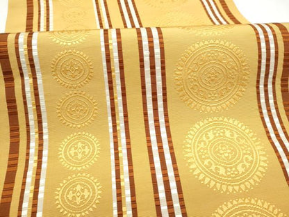平和屋着物●本場筑前博多織　八寸名古屋帯　花唐草間道　正絹　逸品　CABI0164hy