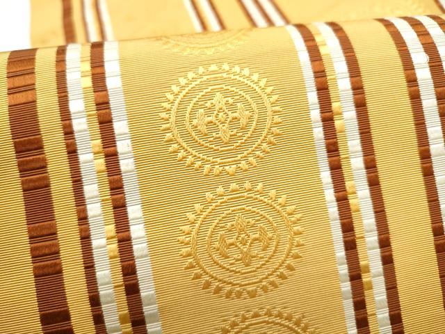 平和屋着物●本場筑前博多織　八寸名古屋帯　花唐草間道　正絹　逸品　CABI0164hy