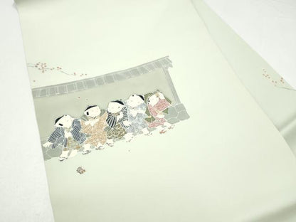 平和屋着物●塩瀬　九寸名古屋帯　童子　正絹　逸品　CABI0167hy
