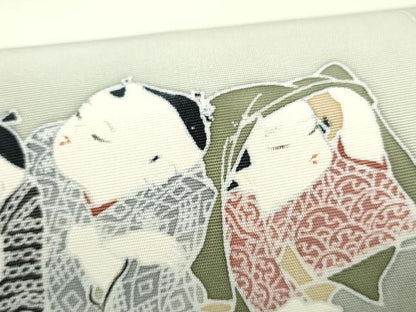 平和屋着物●塩瀬　九寸名古屋帯　童子　正絹　逸品　CABI0167hy