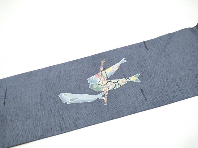 平和屋着物●小林文次郎　九寸名古屋帯　紬地　魚　正絹　逸品　CABI0170hy