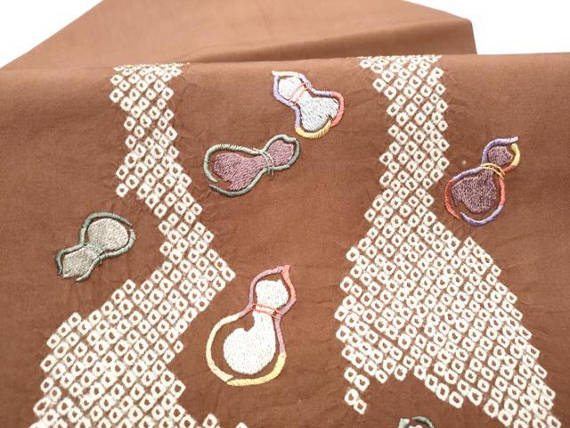 平和屋着物●九寸名古屋帯　絞り　総刺繍　瓢箪　正絹　逸品　CABI0171hy