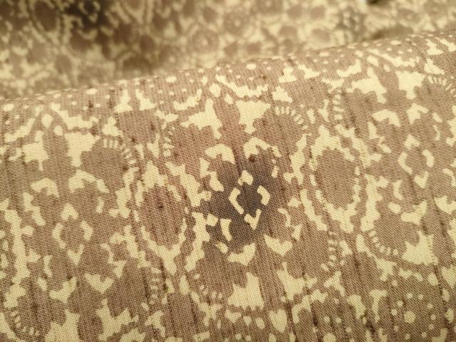 平和屋着物●全通柄　九寸名古屋帯　紬地　型染め　花唐草文　正絹　逸品　CABI0172hy