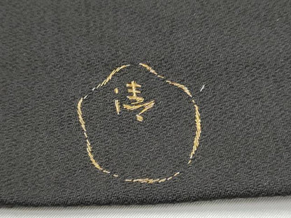 平和屋着物●アンティーク　大正ロマン　九寸名古屋帯　作家物　総刺繍　唐子　黒地　金糸　正絹　逸品　CABI0173hy