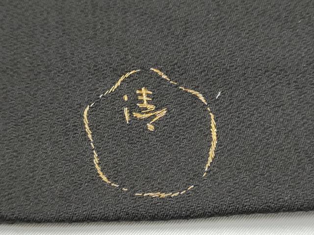 平和屋着物●アンティーク　大正ロマン　九寸名古屋帯　作家物　総刺繍　唐子　黒地　金糸　正絹　逸品　CABI0173hy