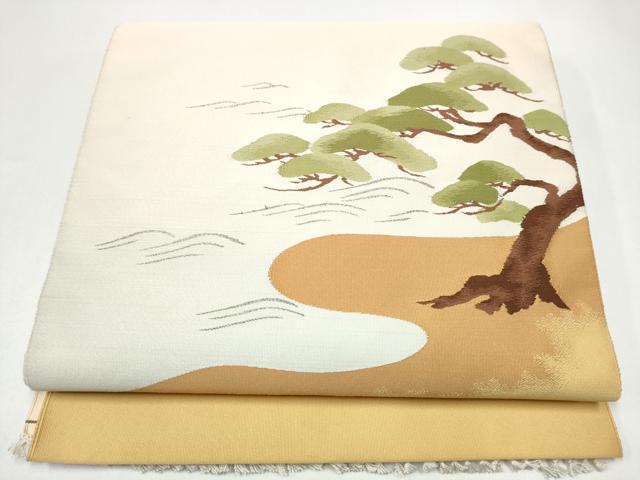 平和屋着物●八寸名古屋帯　綴れ　浜松文　銀糸　正絹　逸品　CABI0175hy