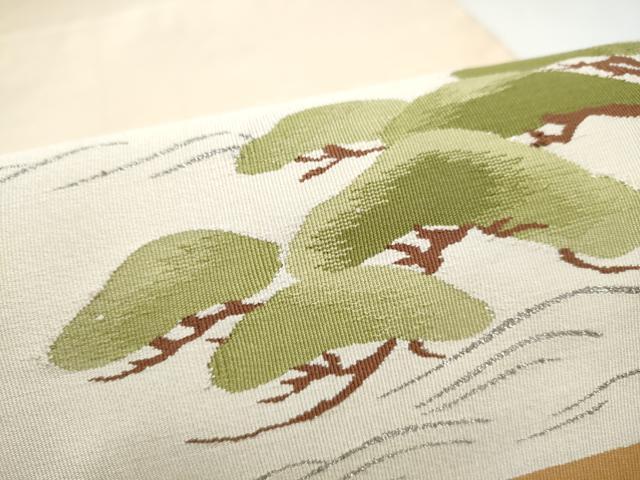 平和屋着物●八寸名古屋帯　綴れ　浜松文　銀糸　正絹　逸品　CABI0175hy