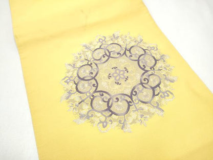 平和屋着物●八寸名古屋帯　綴れ　花唐草文　金銀糸　正絹　逸品　CABI0178hy