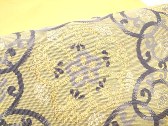 平和屋着物●八寸名古屋帯　綴れ　花唐草文　金銀糸　正絹　逸品　CABI0178hy