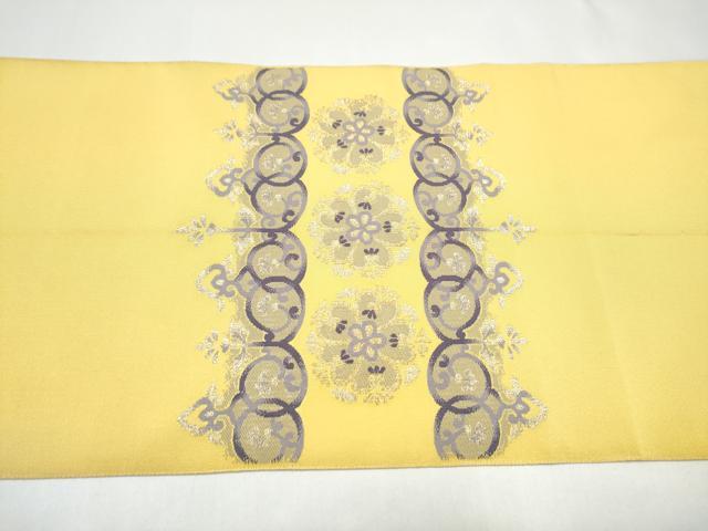 平和屋着物●八寸名古屋帯　綴れ　花唐草文　金銀糸　正絹　逸品　CABI0178hy