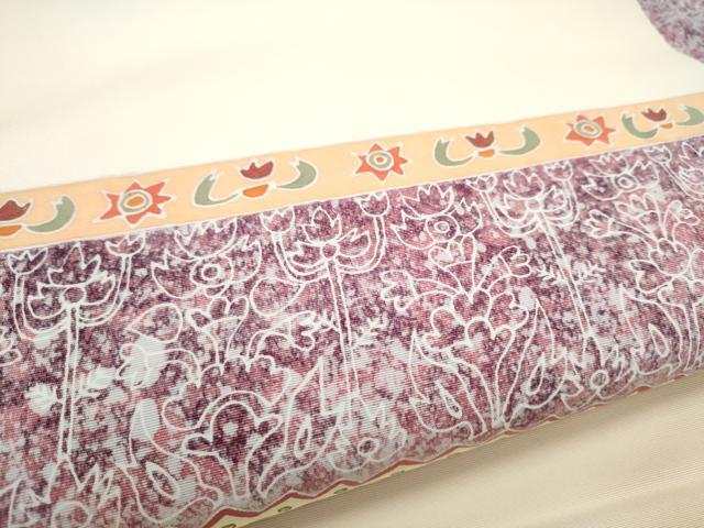 平和屋着物●塩瀬　九寸名古屋帯　横段花文　金彩　正絹　逸品　CABI0179hy