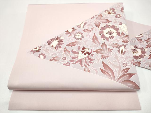 平和屋着物●塩瀬　九寸名古屋帯　作家物　更紗花唐草文　金彩　三越扱い　正絹　逸品　CABI0180hy