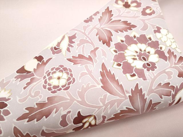 平和屋着物●塩瀬　九寸名古屋帯　作家物　更紗花唐草文　金彩　三越扱い　正絹　逸品　CABI0180hy