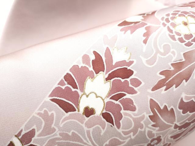 平和屋着物●塩瀬　九寸名古屋帯　作家物　更紗花唐草文　金彩　三越扱い　正絹　逸品　CABI0180hy