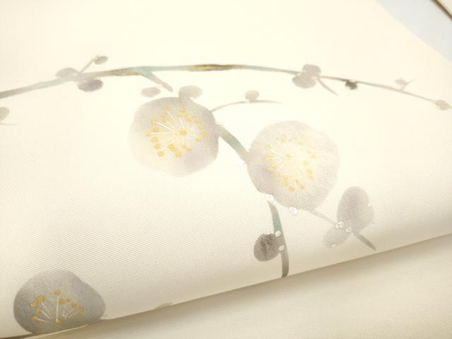 平和屋着物●塩瀬　九寸名古屋帯　枝梅文　金銀彩　正絹　逸品　CABI0181hy