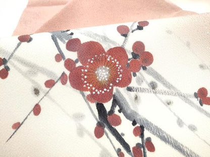 平和屋着物●京友禅作家　山科春宣　九寸名古屋帯　枝花文　鬼しぼ縮緬　正絹　逸品　CABI0182hy