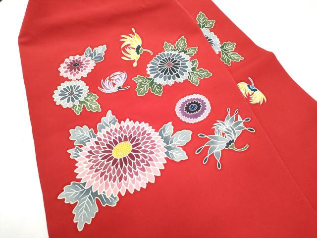平和屋着物●塩瀬　九寸名古屋帯　型染め　菊　正絹　逸品　CABI0183hy