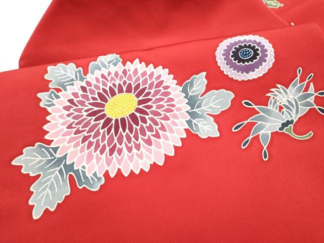 平和屋着物●塩瀬　九寸名古屋帯　型染め　菊　正絹　逸品　CABI0183hy