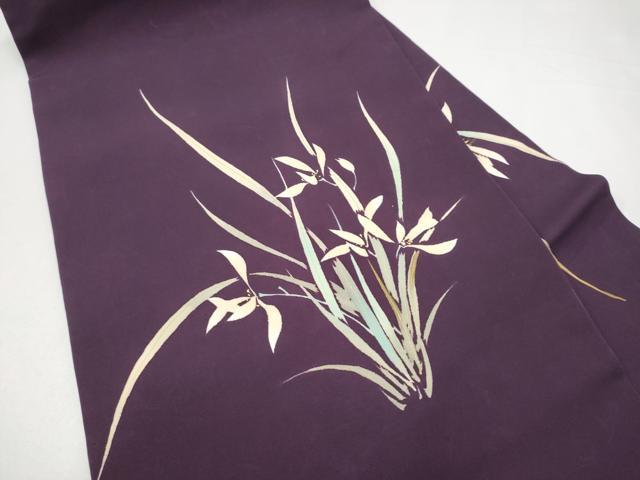 平和屋着物●塩瀬　九寸名古屋帯　草花文　金彩　正絹　逸品　CABI0185hy
