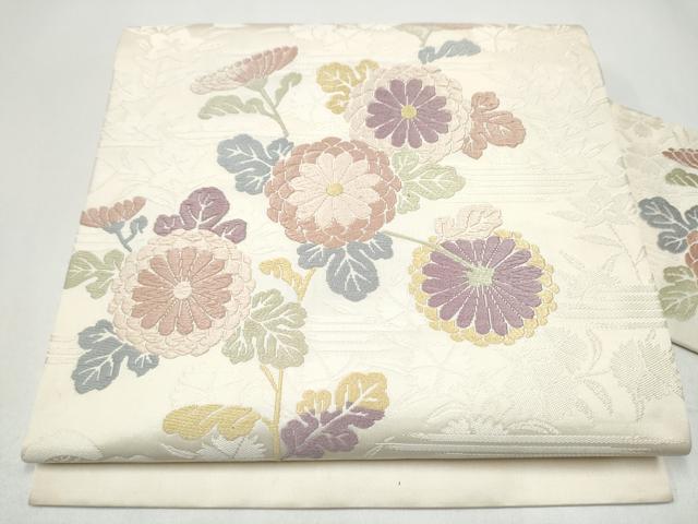 平和屋着物●九寸名古屋帯　唐織　枝菊文　正絹　逸品　CABI0187hy