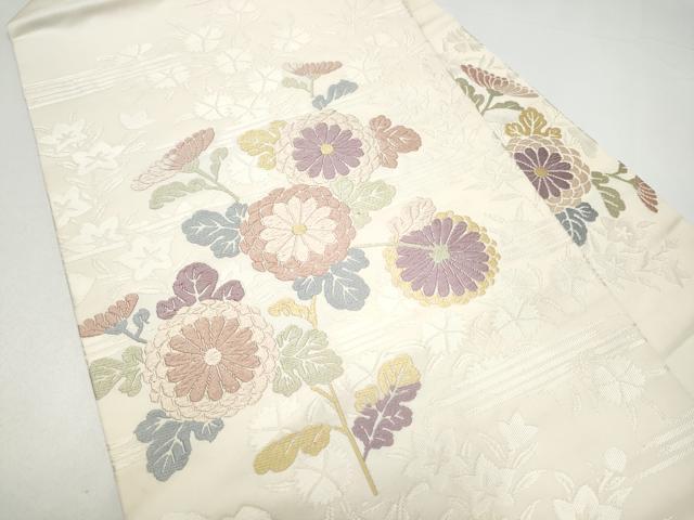 平和屋着物●九寸名古屋帯　唐織　枝菊文　正絹　逸品　CABI0187hy