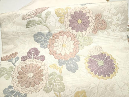 平和屋着物●九寸名古屋帯　唐織　枝菊文　正絹　逸品　CABI0187hy
