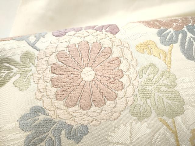 平和屋着物●九寸名古屋帯　唐織　枝菊文　正絹　逸品　CABI0187hy