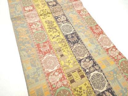 平和屋着物●龍村美術織物　九寸開き名古屋帯　紅牙瑞錦　正絹　逸品　CABI0189hy