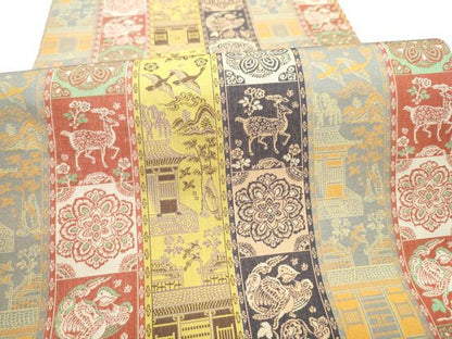 平和屋着物●龍村美術織物　九寸開き名古屋帯　紅牙瑞錦　正絹　逸品　CABI0189hy