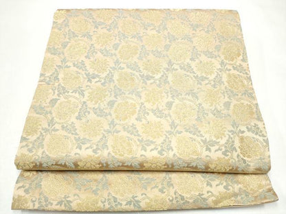 平和屋着物●九寸開き名古屋帯　韓紅藍　牡丹花唐草文　金糸　正絹　逸品　CABI0190hy