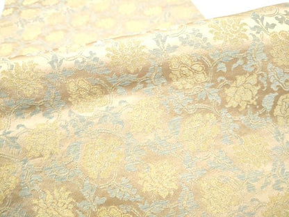 平和屋着物●九寸開き名古屋帯　韓紅藍　牡丹花唐草文　金糸　正絹　逸品　CABI0190hy