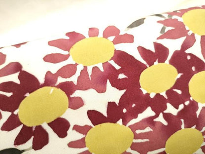平和屋着物●塩瀬　九寸名古屋帯　ろうけつ染　枝花文　正絹　逸品　CABI0194hy