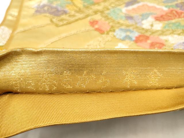 平和屋着物●老舗織元　泰生織物　中国三大刺繍　総相良刺繍　六通柄袋帯　輪奈相良　幾何学花文　本金　共箱付き　正絹　逸品　CABI0199hy