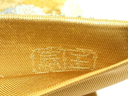 平和屋着物●老舗織元　泰生織物　中国三大刺繍　総相良刺繍　六通柄袋帯　輪奈相良　幾何学花文　本金　共箱付き　正絹　逸品　CABI0199hy