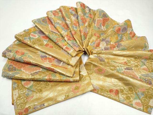 平和屋着物●老舗織元　泰生織物　中国三大刺繍　総相良刺繍　六通柄袋帯　輪奈相良　幾何学花文　本金　共箱付き　正絹　逸品　CABI0199hy