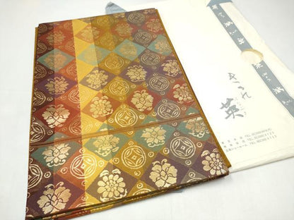 平和屋着物●西陣　川島織物　洗える最高級着物　＜英＞はなぶさ謹製　六通柄　京袋帯　吉祥花文　金糸　たとう紙付き　CABI0205hy