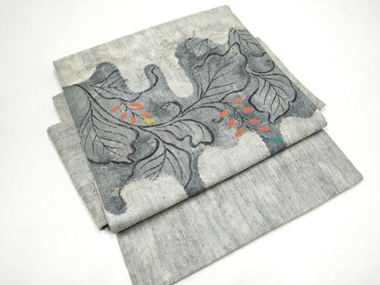 平和屋着物●つけ帯　紬地　唐草文　正絹　逸品　CABI0212hy