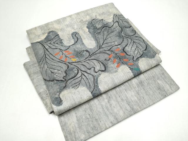 平和屋着物●つけ帯　紬地　唐草文　正絹　逸品　CABI0212hy