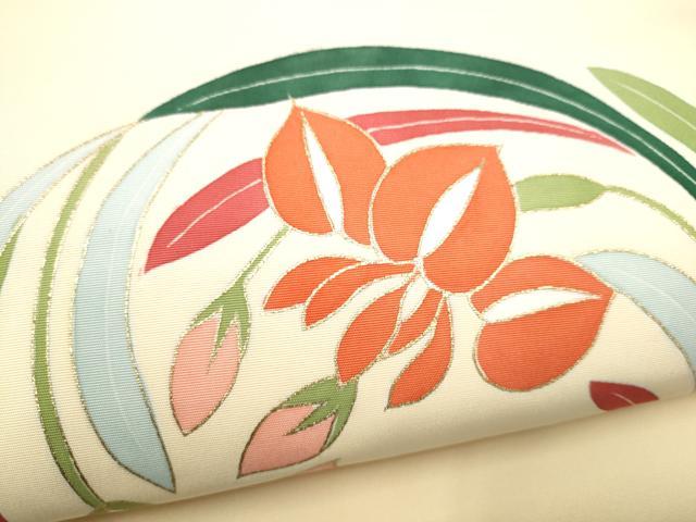 平和屋着物●塩瀬　つけ帯　草花丸文　金彩　正絹　逸品　CABI0220hy