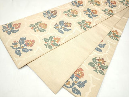 平和屋着物●六通柄袋帯　綾寿　更紗花文　正絹　逸品　CABI0221hy