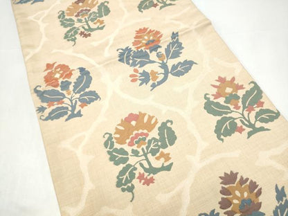 平和屋着物●六通柄袋帯　綾寿　更紗花文　正絹　逸品　CABI0221hy