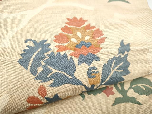 平和屋着物●六通柄袋帯　綾寿　更紗花文　正絹　逸品　CABI0221hy