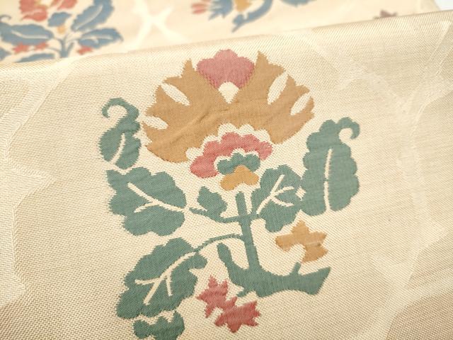 平和屋着物●六通柄袋帯　綾寿　更紗花文　正絹　逸品　CABI0221hy