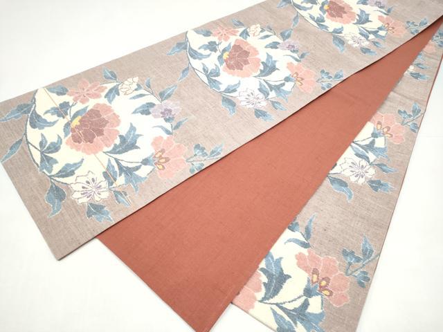 平和屋着物●全通柄袋帯　紬地　枝花文　正絹　逸品　CABI0225hy