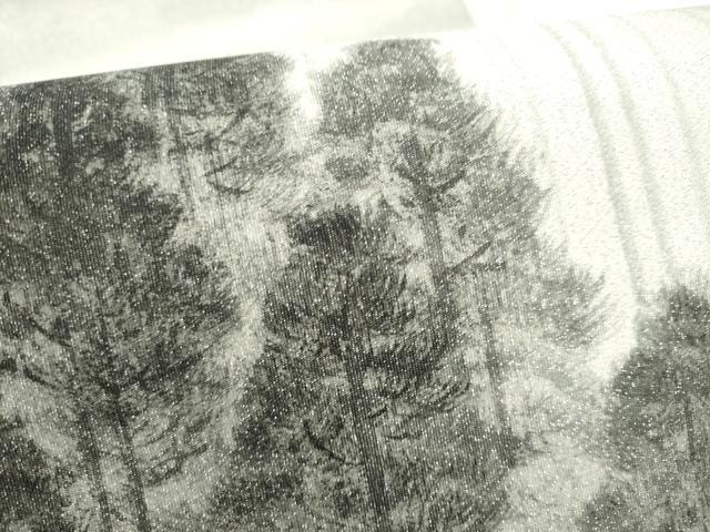 平和屋着物●六通柄袋帯　手描き　綴れ　樹林文　銀糸　正絹　逸品　CABI0226hy