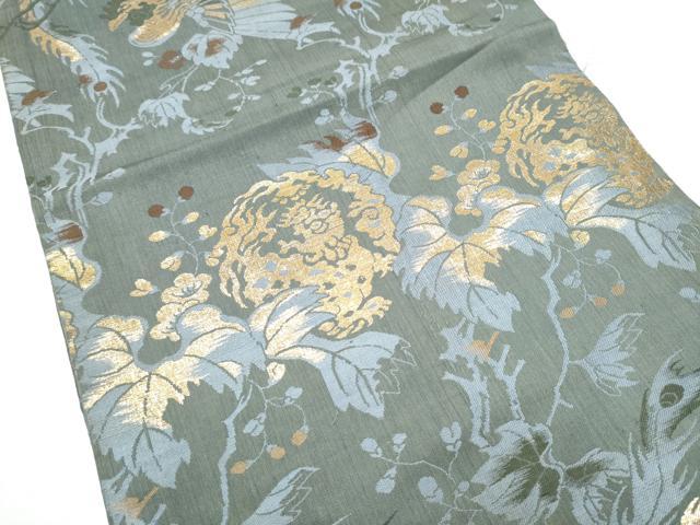 平和屋着物●アンティーク　大正ロマン　丸帯　鳳凰草花文　金糸　正絹　逸品　CABI0233hy