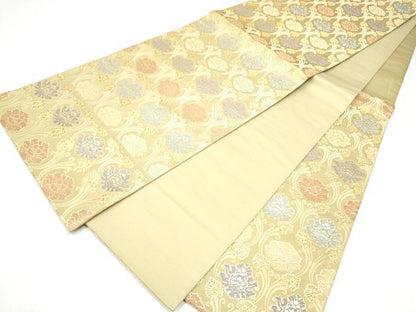 平和屋着物●六通柄袋帯　唐織　立涌牡丹文様　金糸　正絹　逸品　CABI0235hy