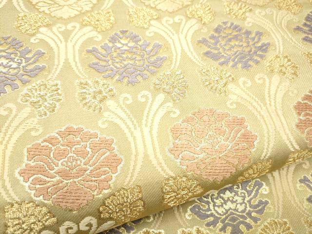 平和屋着物●六通柄袋帯　唐織　立涌牡丹文様　金糸　正絹　逸品　CABI0235hy