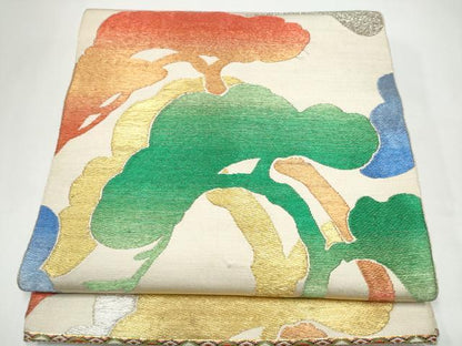 平和屋着物●龍村平蔵製　六通柄袋帯　みちとせ錦　金銀糸　正絹　逸品　CABI0238hy